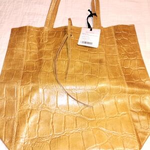 Chic Tan Crocodile-Embossed Tote Bag